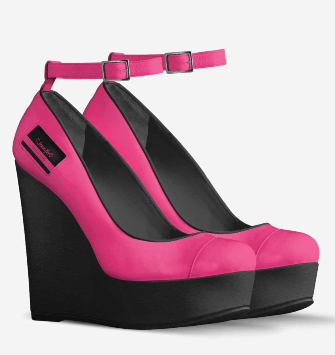 ♡Jennifer♡™ Pink & Blaque Luxe Platform Wedges