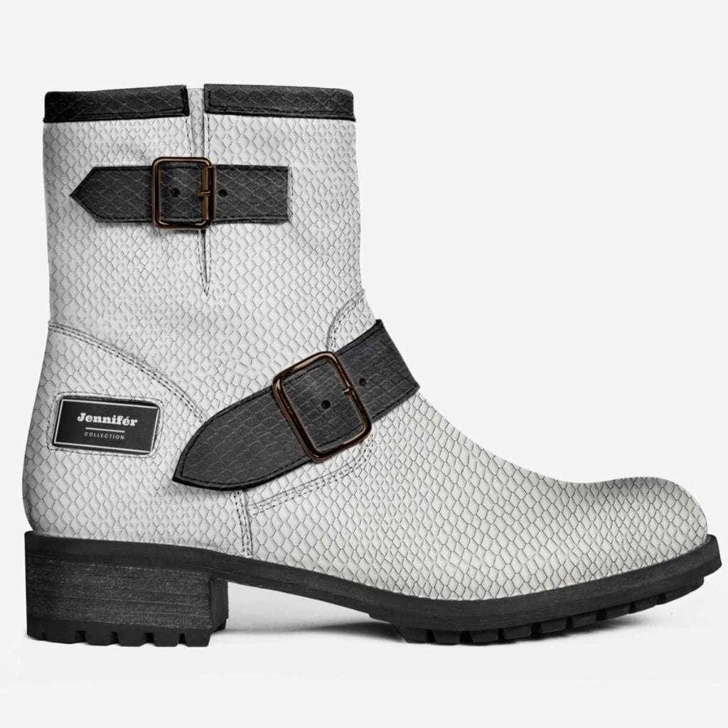 Jennifér™ Luxe  White Python-Print & Blaque-Python Print Boots by The Jennifer Michener Collection