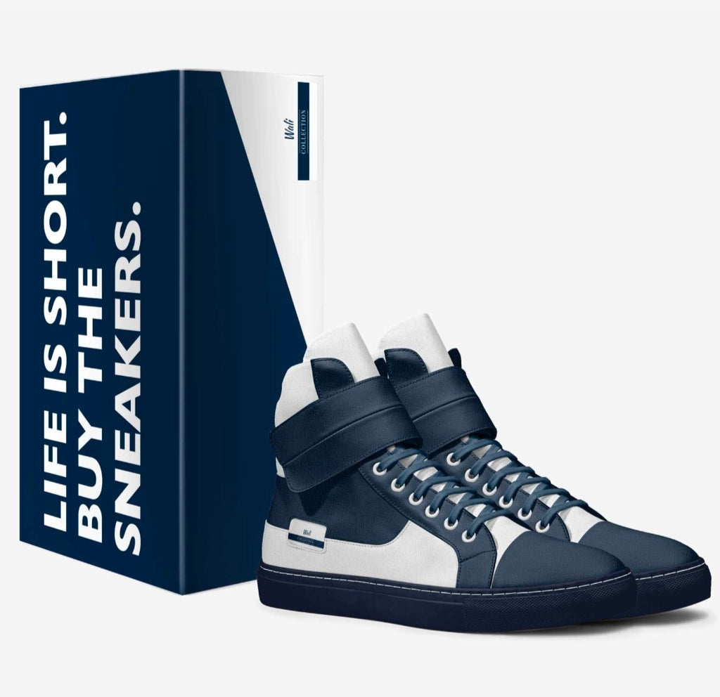 Wali™ Navy & White Italian Suede Luxury Hightops