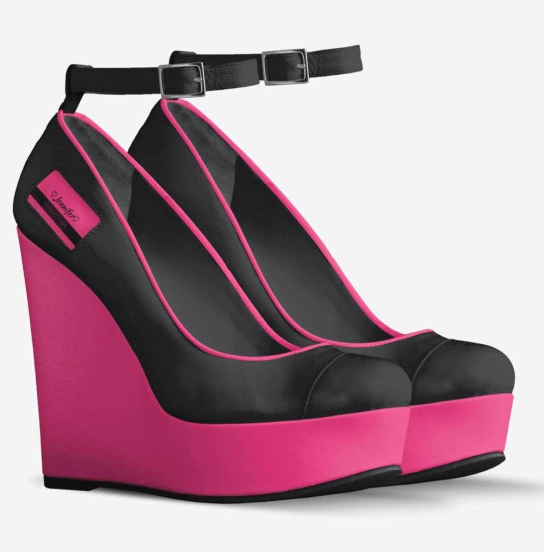 ♡Jennifer♡™ Pink & Blaque Luxe Platform Wedges