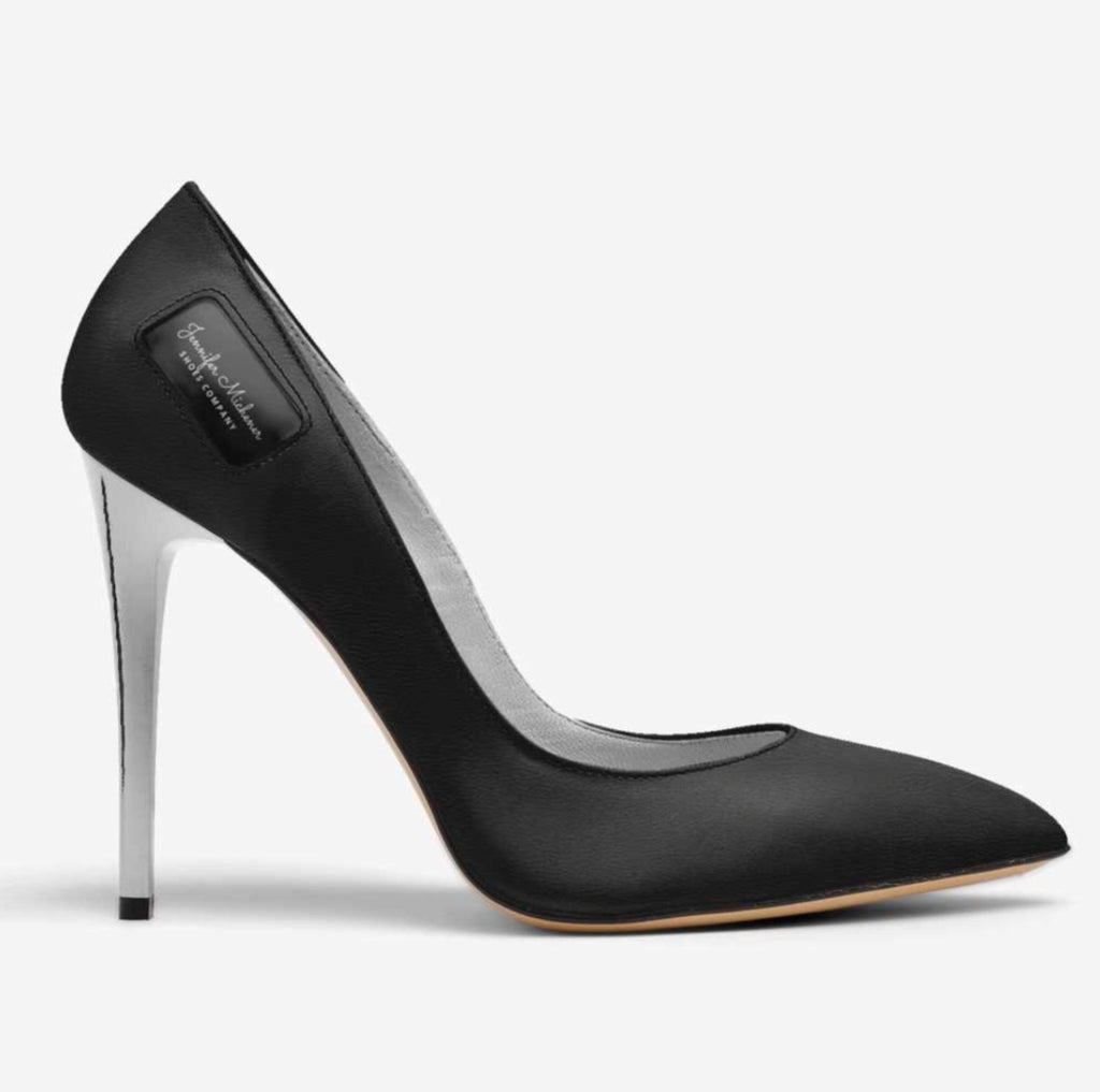 Jennifer Michener Collection™ Luxe Silver & Blaque Stiletto Pumps with a Silver Heel
