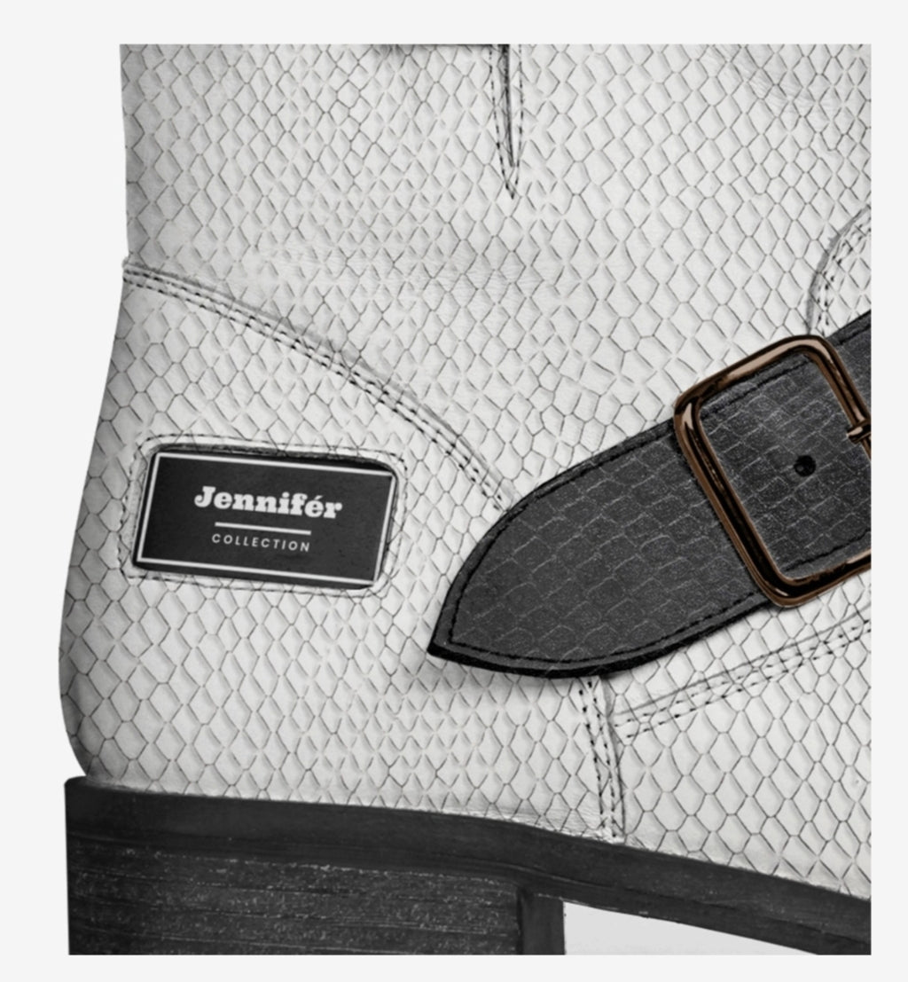 Jennifér™ Luxe  White Python-Print & Blaque-Python Print Boots by The Jennifer Michener Collection