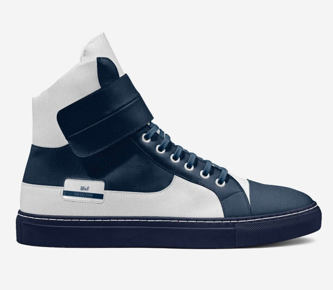 Wali™ Navy & White Italian Suede Luxury Hightops