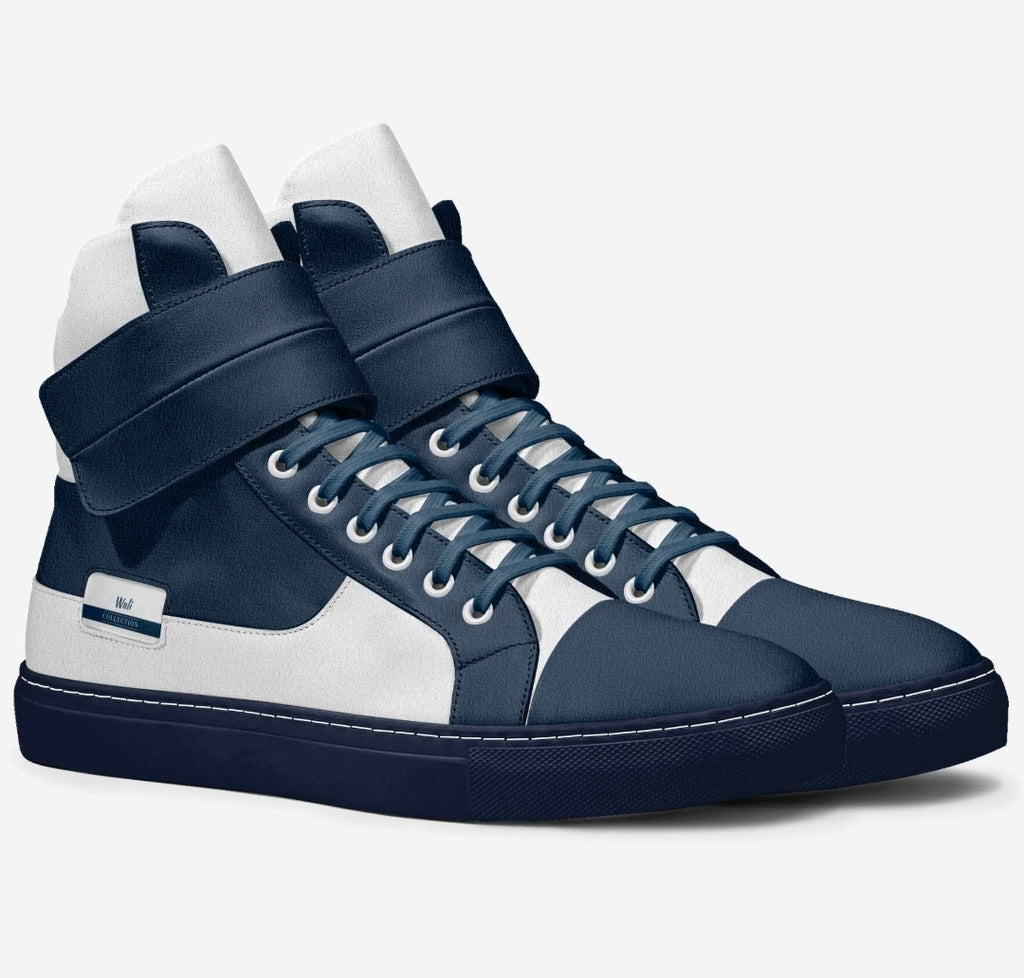 Wali™ Navy & White Italian Suede Luxury Hightops