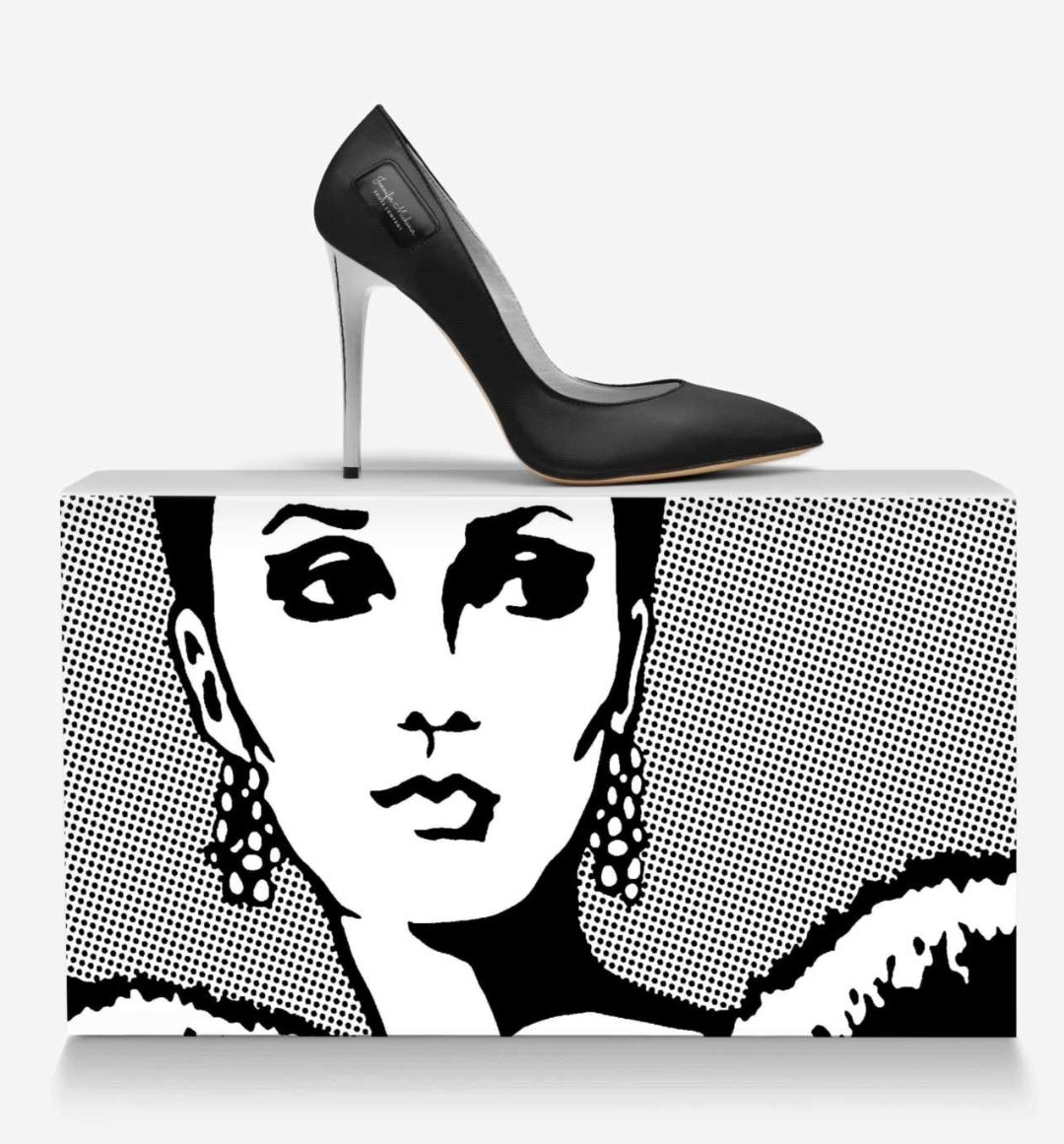 Jennifer Michener Collection™ Luxe Silver & Blaque Stiletto Pumps with a Silver Heel