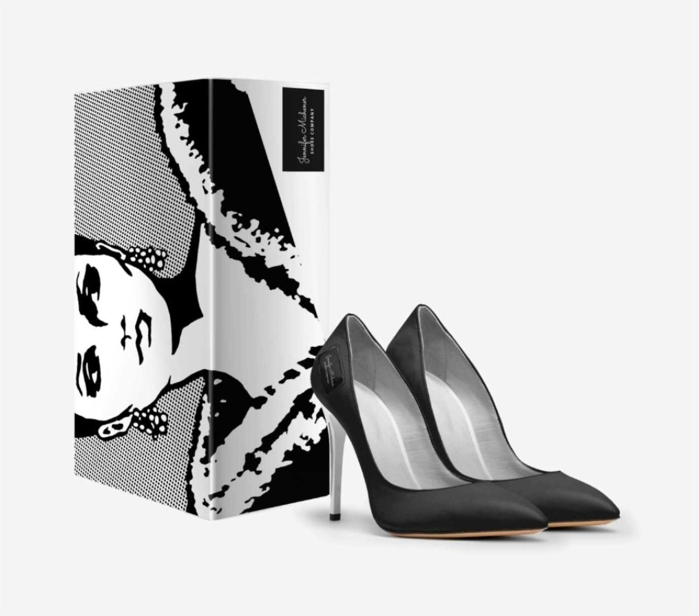 Jennifer Michener Collection™ Luxe Silver & Blaque Stiletto Pumps with a Silver Heel
