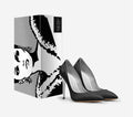 Jennifer Michener Collection™ Luxe Silver & Blaque Stiletto Pumps with a Silver Heel