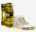 Wali™ White & Gold Italian Suede Luxury Hightop Sneakers