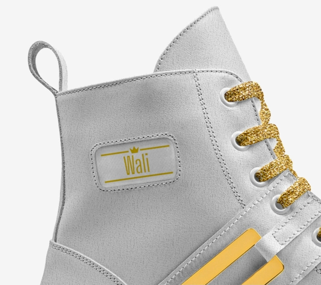 Wali™ White & Gold Italian Suede Luxury Hightop Sneakers