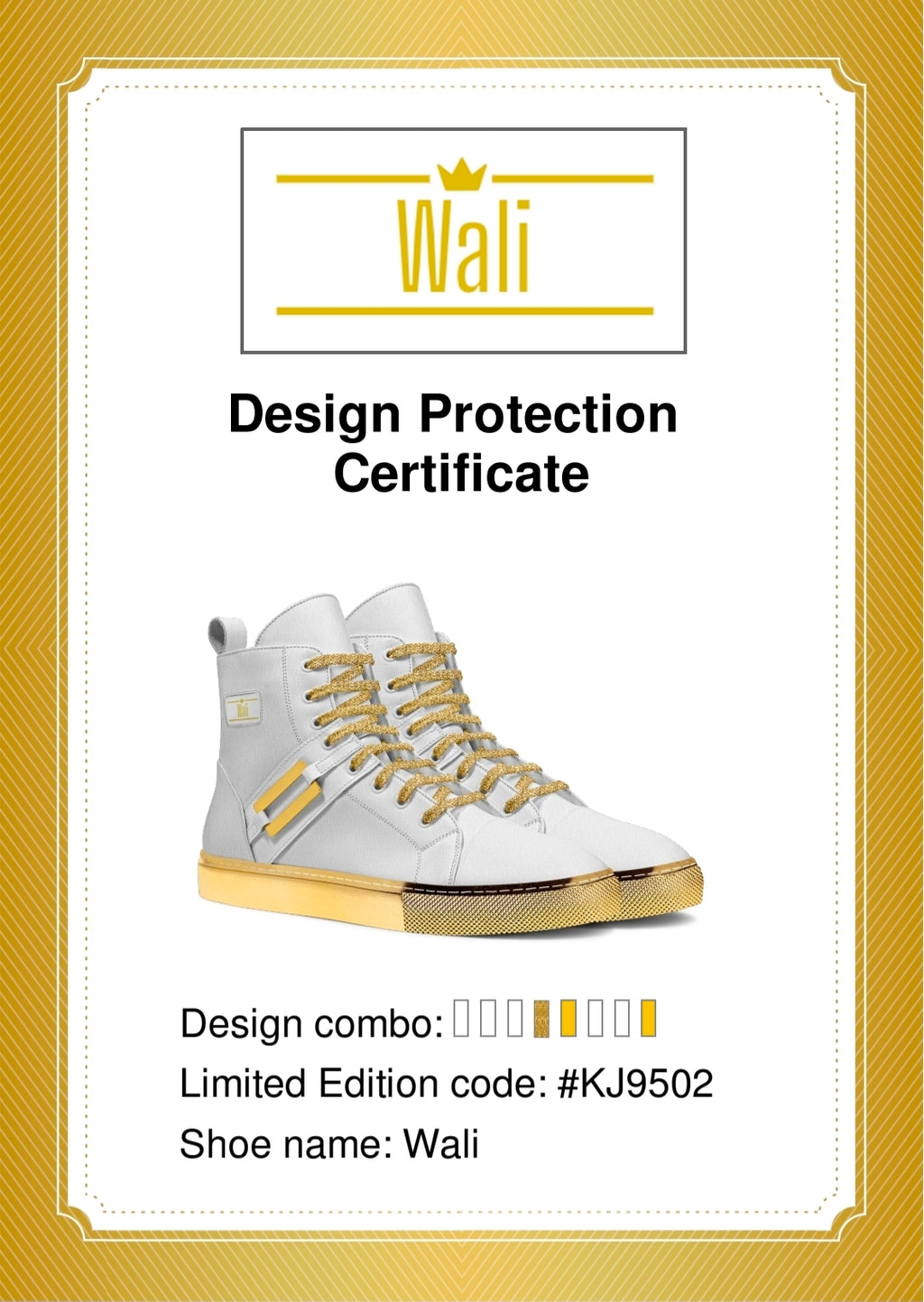 Wali™ White & Gold Italian Suede Luxury Hightop Sneakers