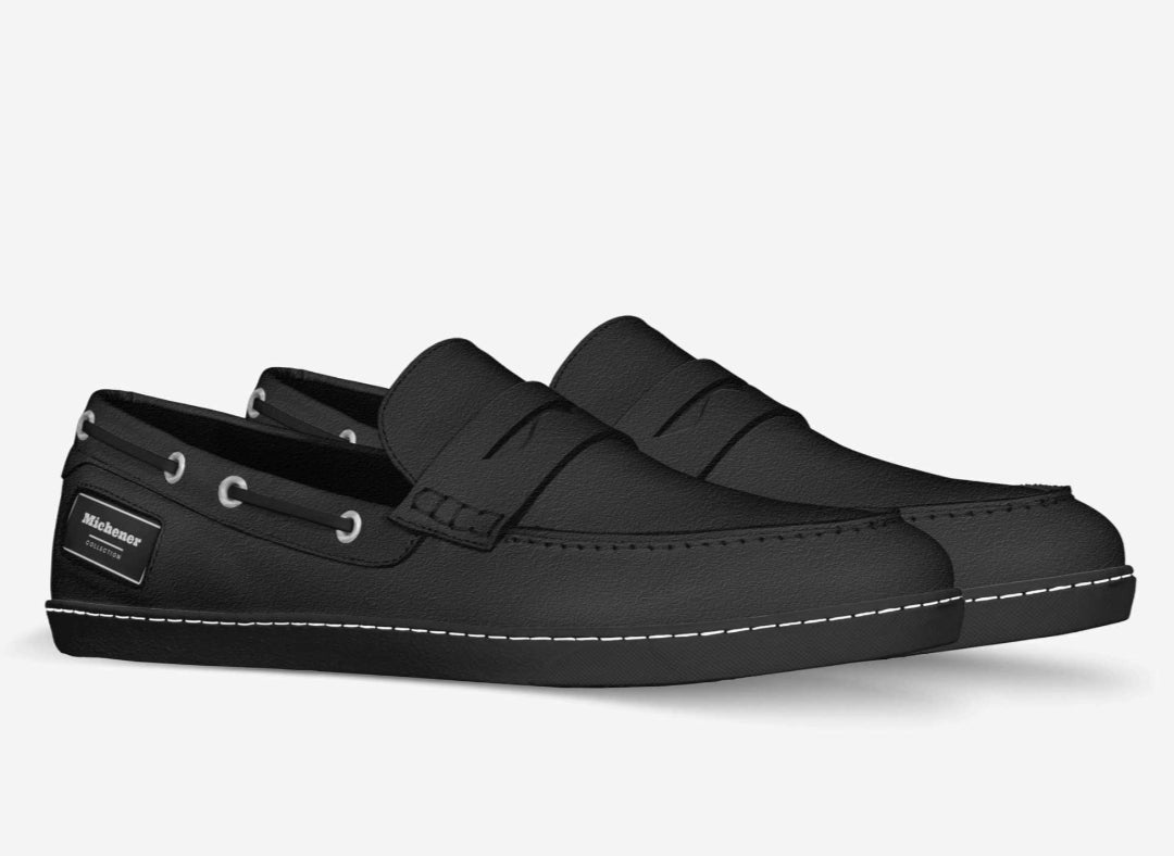 Michener™ Luxe Black Italian Suede Penny Loafers
