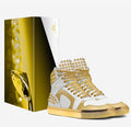 Wali™ White & Gold Italian Suede Studded Luxury Hightops