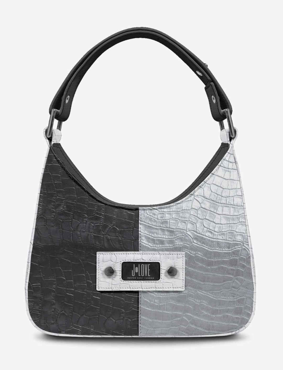 J•LOVE™ Noir Luxe Three-Tone Croc-Print Handbag