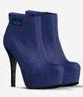Navy Blue Vegan Leather Platform Ankle Boots