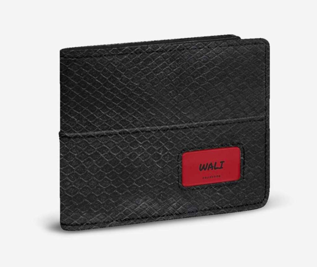 Wali™ Luxe Blaque and Red Python Print Genuine Italian Leather Wallet