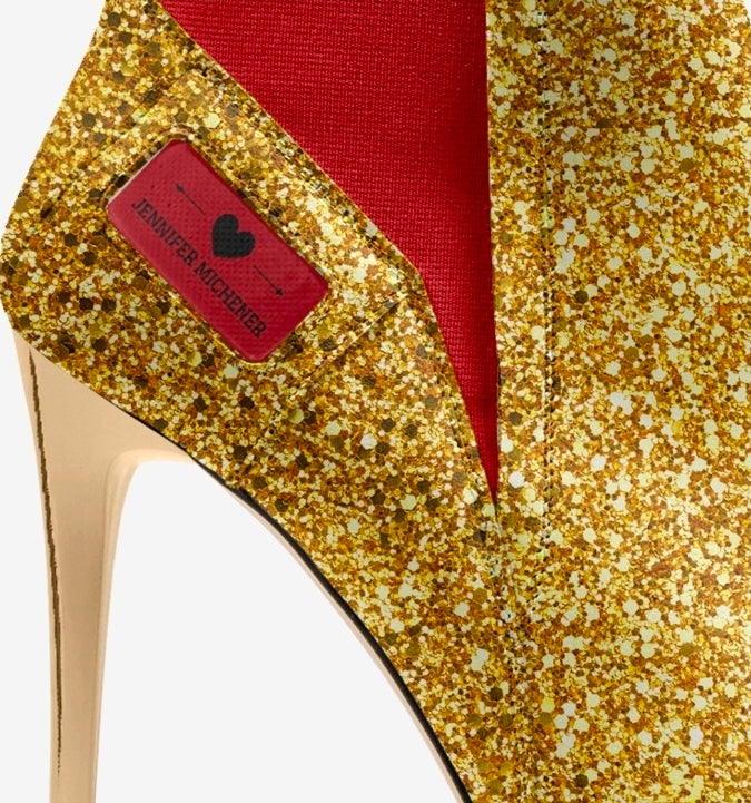 Jennifer Michener™ Luxe Gold and Red Stilettos with Gold Heels