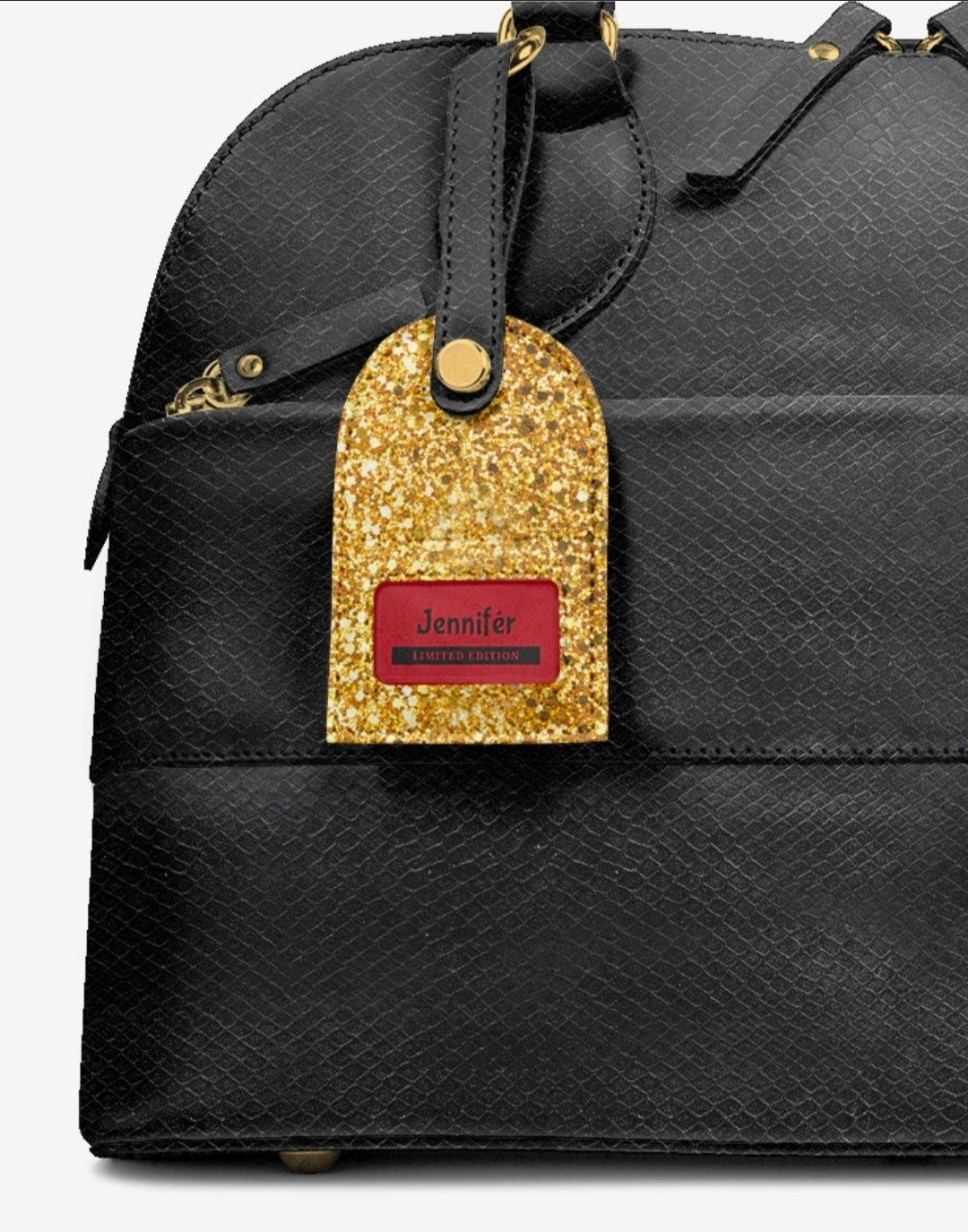 Jennifér™ Limited Edition Luxe Blaque, Gold and Red Eco-bio Premium Leather Python Print Luxe Handbag