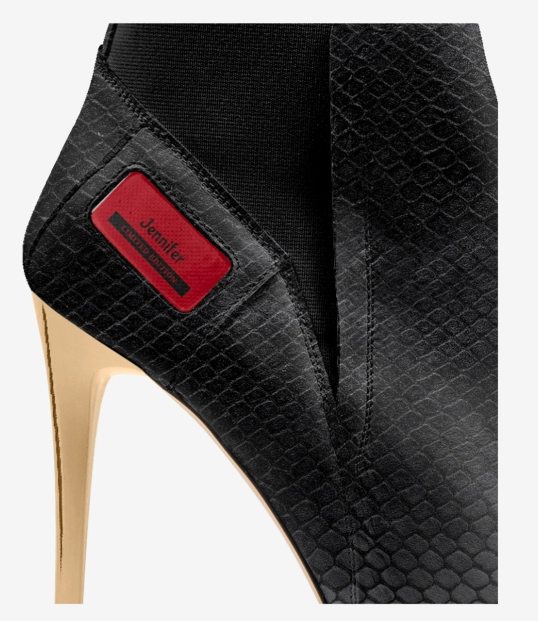 Jennifér™ Luxe Python Print Stilettos with Gold heels & Red Label