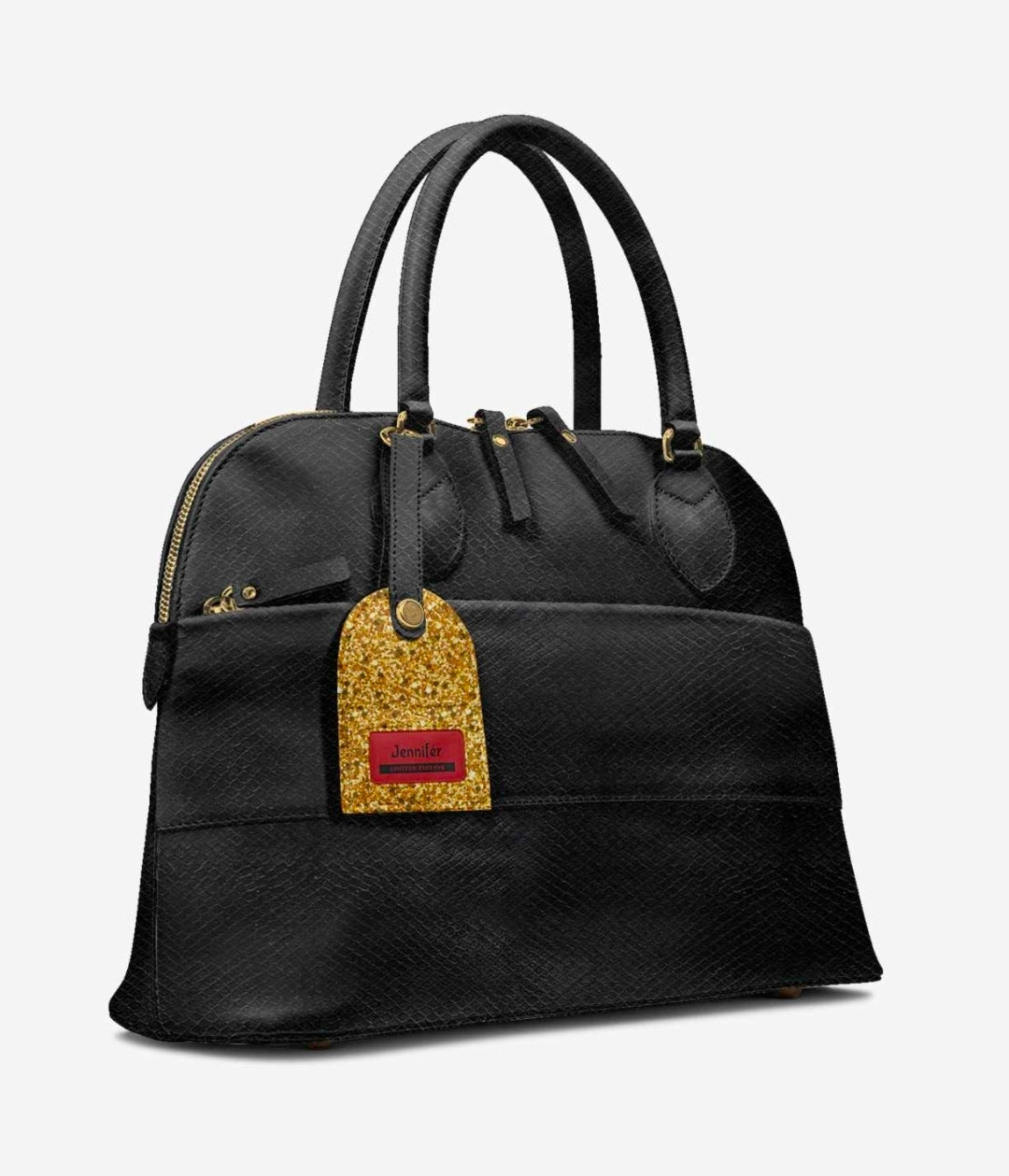 Jennifér™ Limited Edition Luxe Blaque, Gold and Red Eco-bio Premium Leather Python Print Luxe Handbag