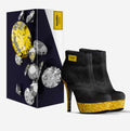 Jennifér™ Luxe Python Print Black and Gold Heels with a Gold Label