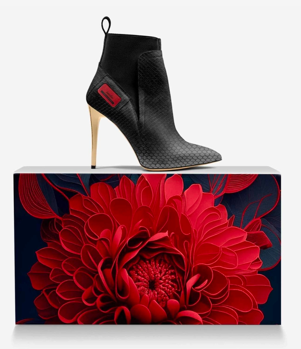 Jennifér™ Luxe Python Print Stilettos with Gold heels & Red Label