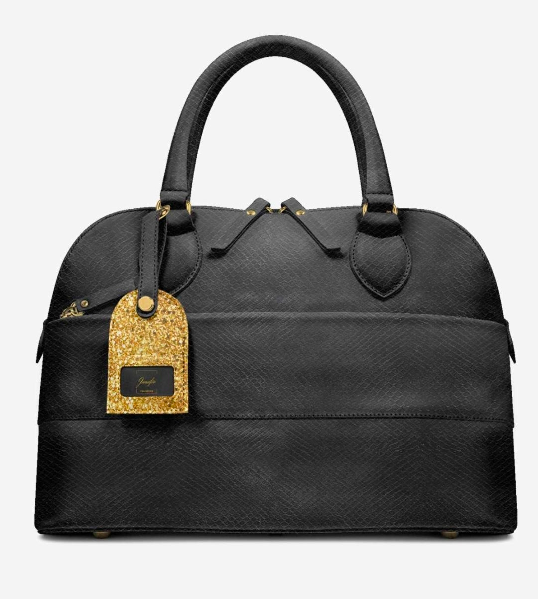 Jennifér™ Collection Luxe Python Print Blaque Hand bag with Gold Hangtag