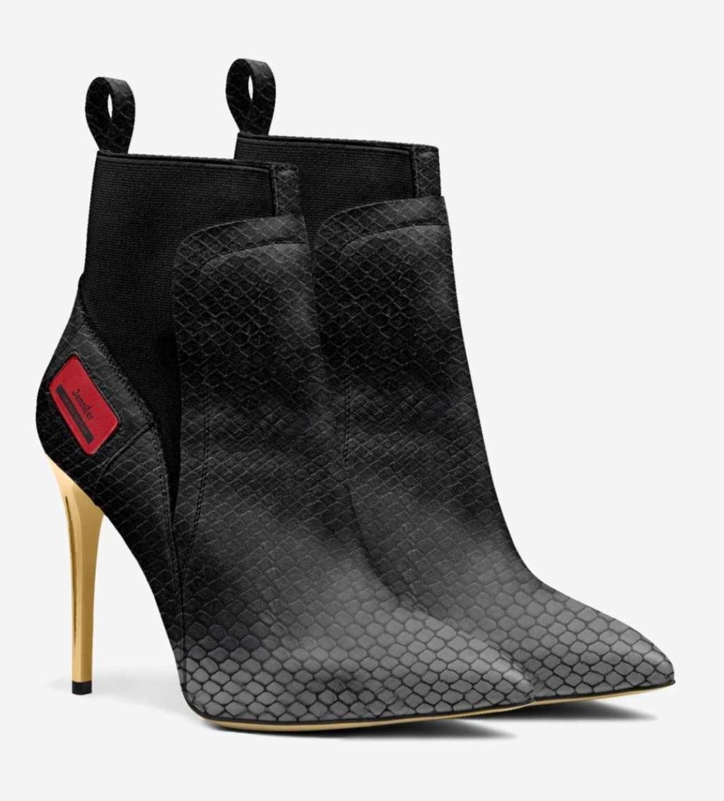Jennifér™ Luxe Python Print Stilettos with Gold heels & Red Label