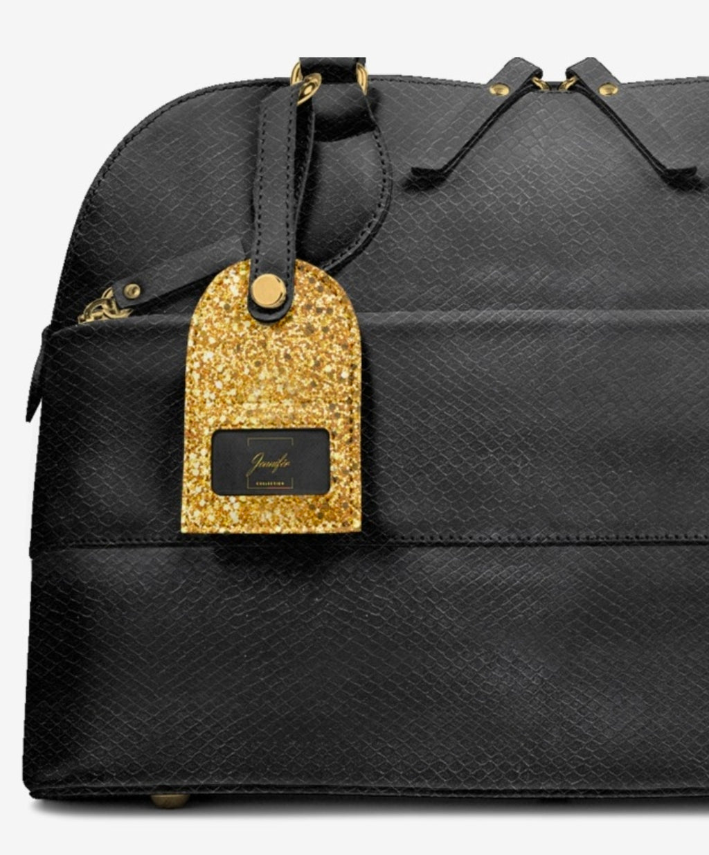Jennifér™ Collection Luxe Python Print Blaque Hand bag with Gold Hangtag