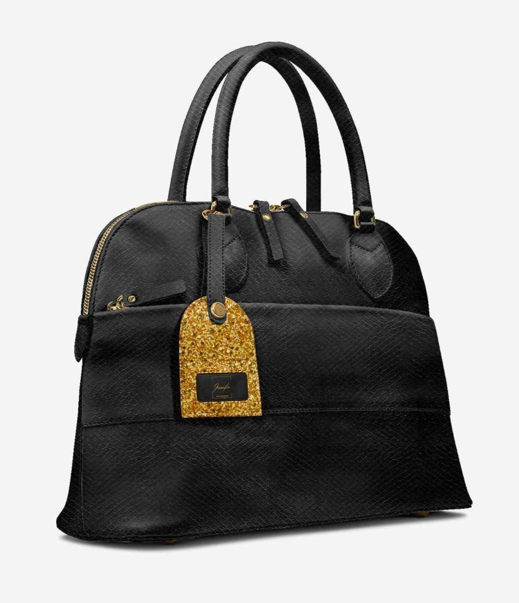 Jennifér™ Collection Luxe Python Print Blaque Hand bag with Gold Hangtag