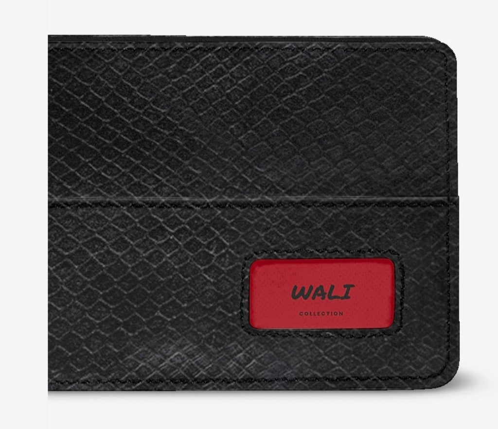 Wali™ Luxe Blaque and Red Python Print Genuine Italian Leather Wallet