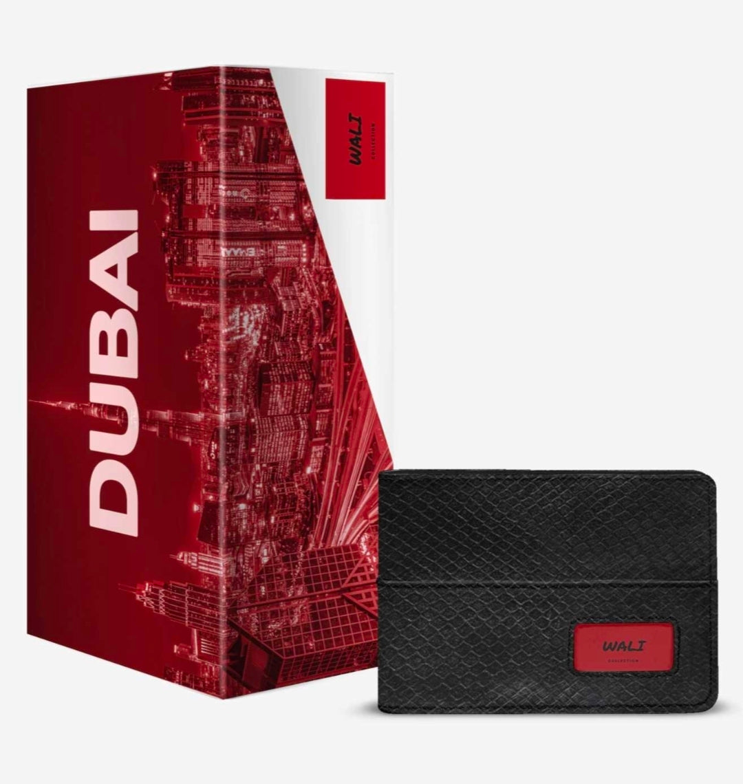 Wali™ Luxe Blaque and Red Python Print Genuine Italian Leather Wallet