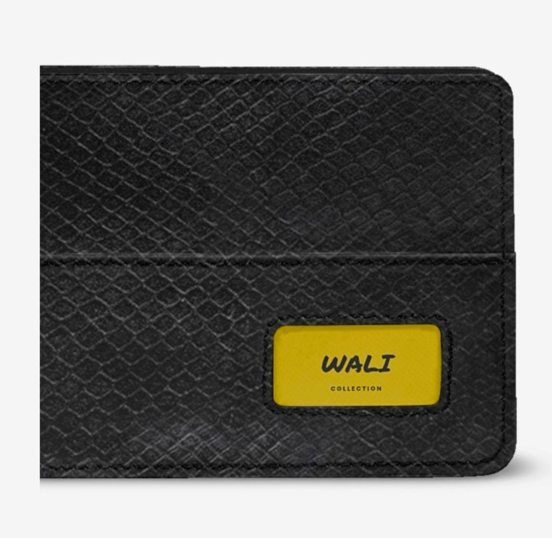 Wali™ Blaque & Gold Luxe Python Print Eco-Bio Premium Leather Wallet