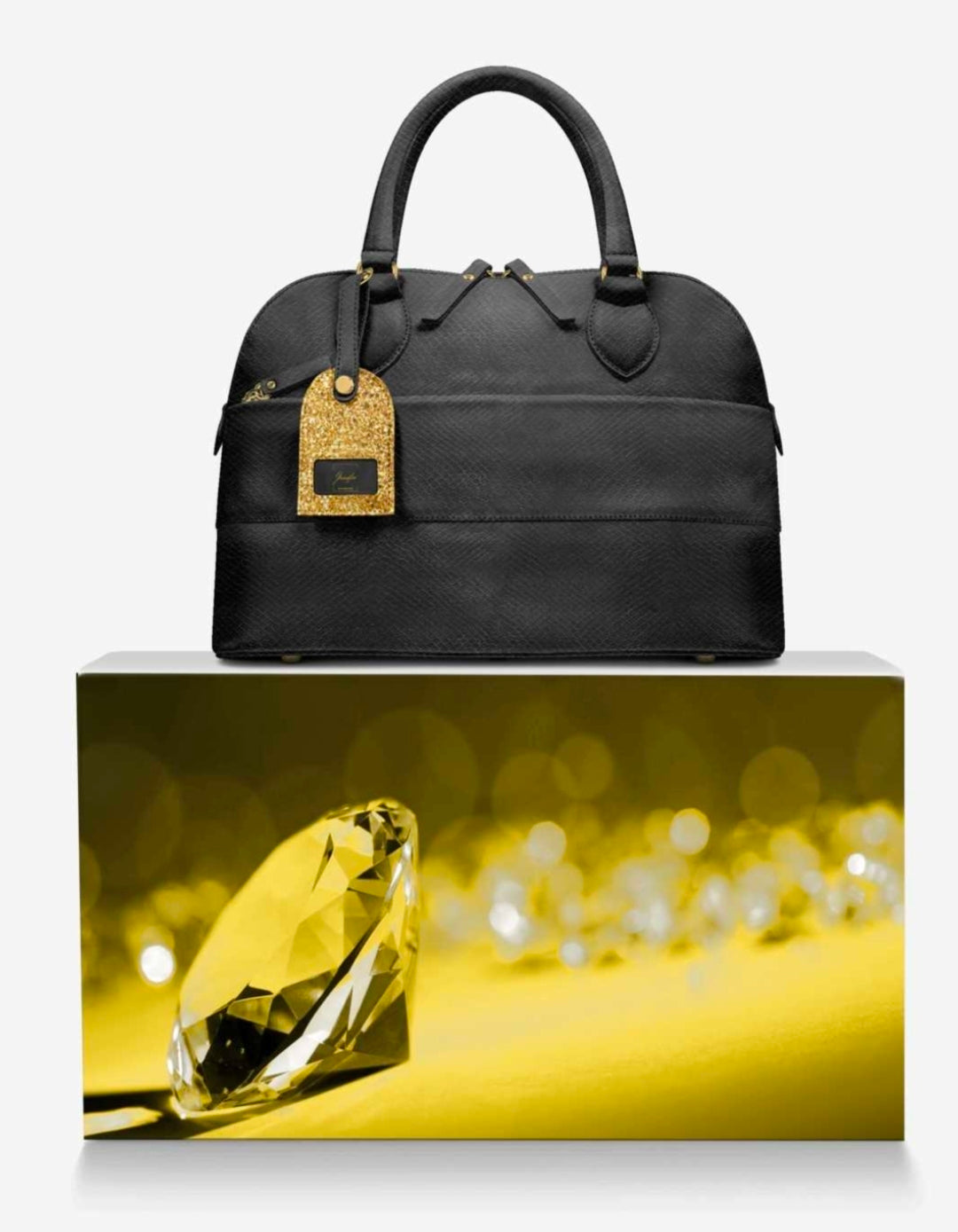 Jennifér™ Collection Luxe Python Print Blaque Hand bag with Gold Hangtag