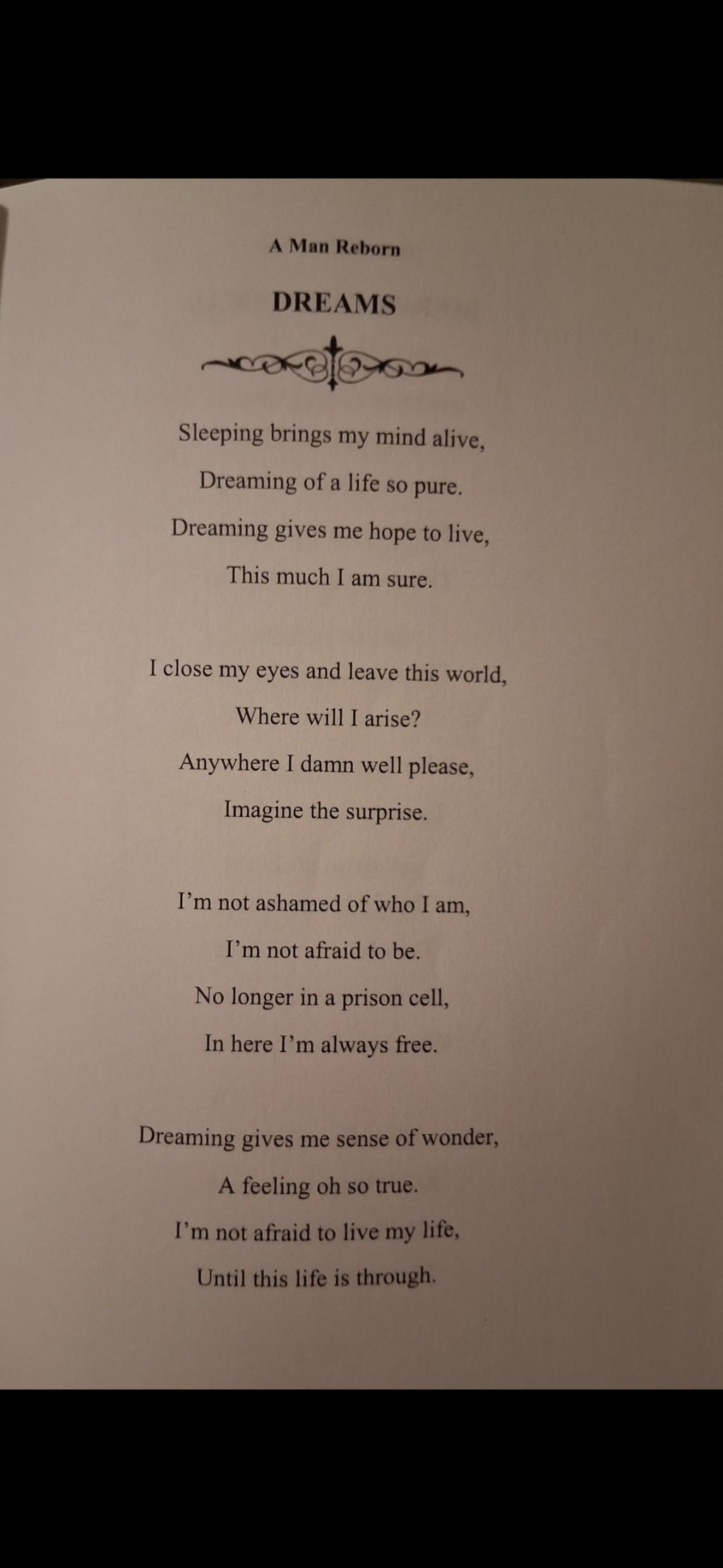 "A Man Reborn" poetry book