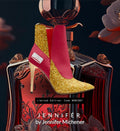 Jennifér™ 
Gold & Red Luxe HIGH-HEEL SLIP-ON BOOT with Gold heels