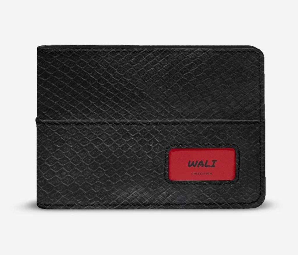 Wali™ Luxe Blaque and Red Python Print Genuine Italian Leather Wallet