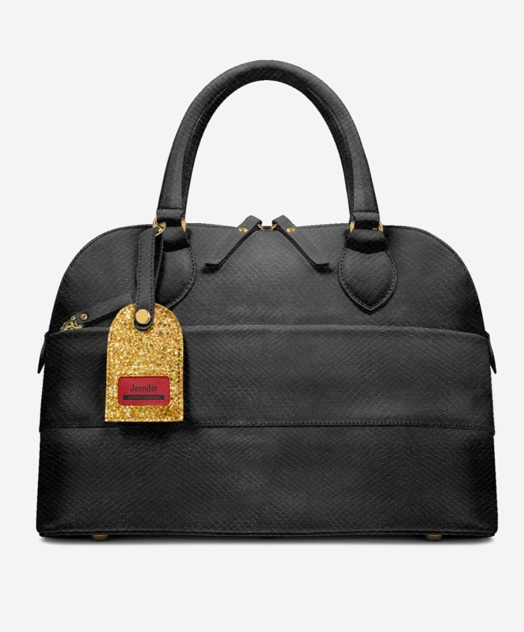 Jennifér™ Limited Edition Luxe Blaque, Gold and Red Eco-bio Premium Leather Python Print Luxe Handbag