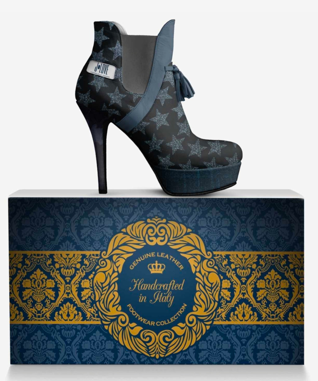 J•LOVE™ Luxe Blue Star Stiletto Platform Boots