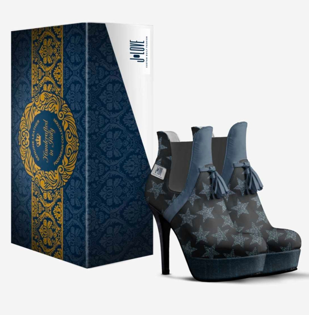 J•LOVE™ Luxe Blue Star Stiletto Platform Boots