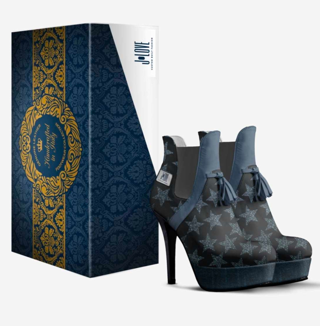 J•LOVE™ Luxe Blue Star Stiletto Platform Boots