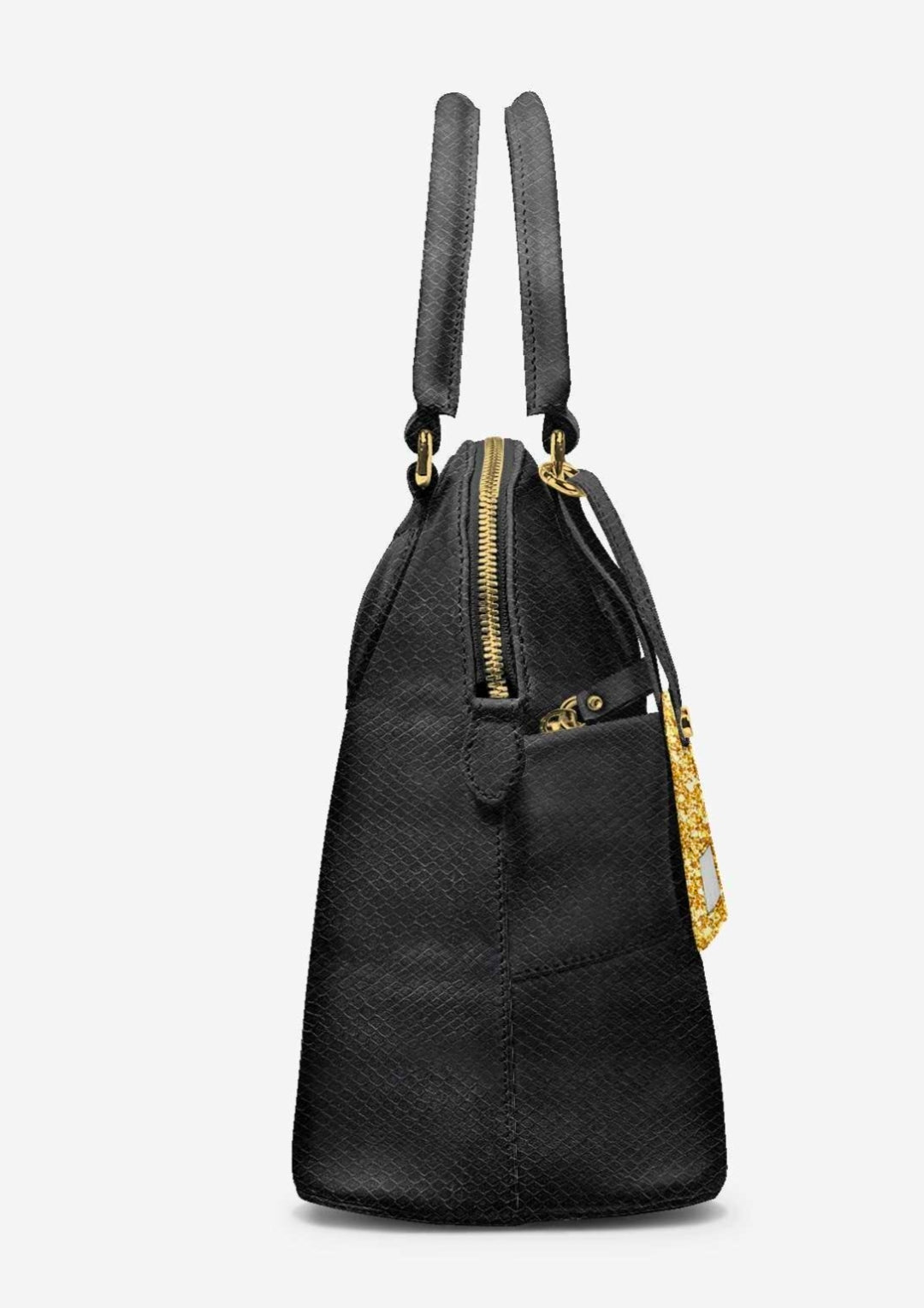 Jennifér™ Collection Luxe Python Print Blaque Hand bag with Gold Hangtag