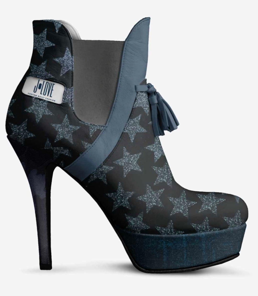J•LOVE™ Luxe Blue Star Stiletto Platform Boots